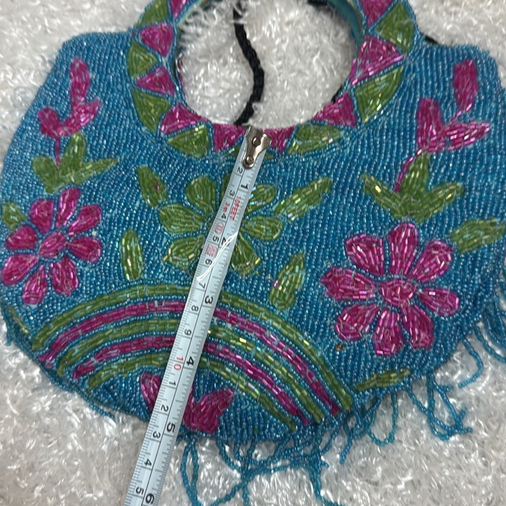 Vintage Beaded Clutch in Blue and Pink - Picture 3 of 4